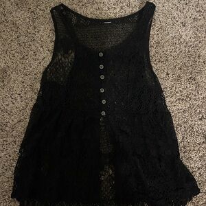 Black Lace Sleeveless Top